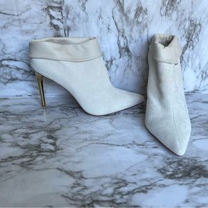 Calvin Klein Beige and Gold Mule Heels